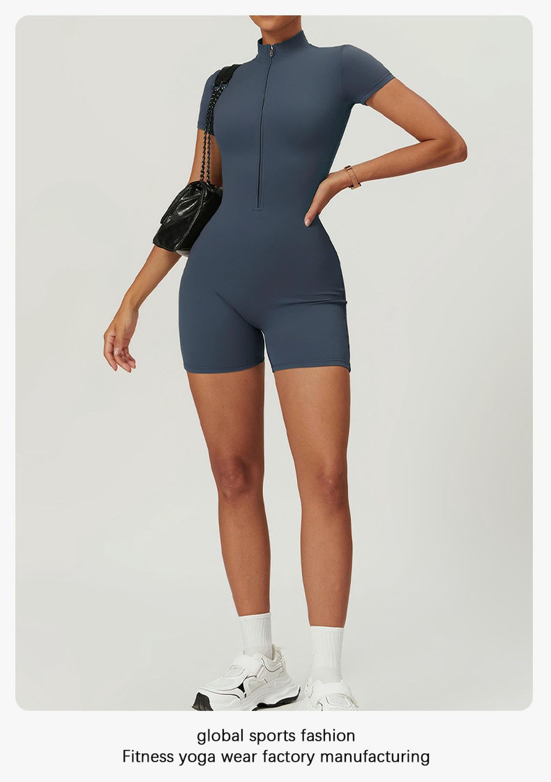 Ropa de Yoga para Mujer Traje Manga Corta Pantalones Cortos Medias Abdominales Entrenamiento Deportivo Fitness-Azul-m