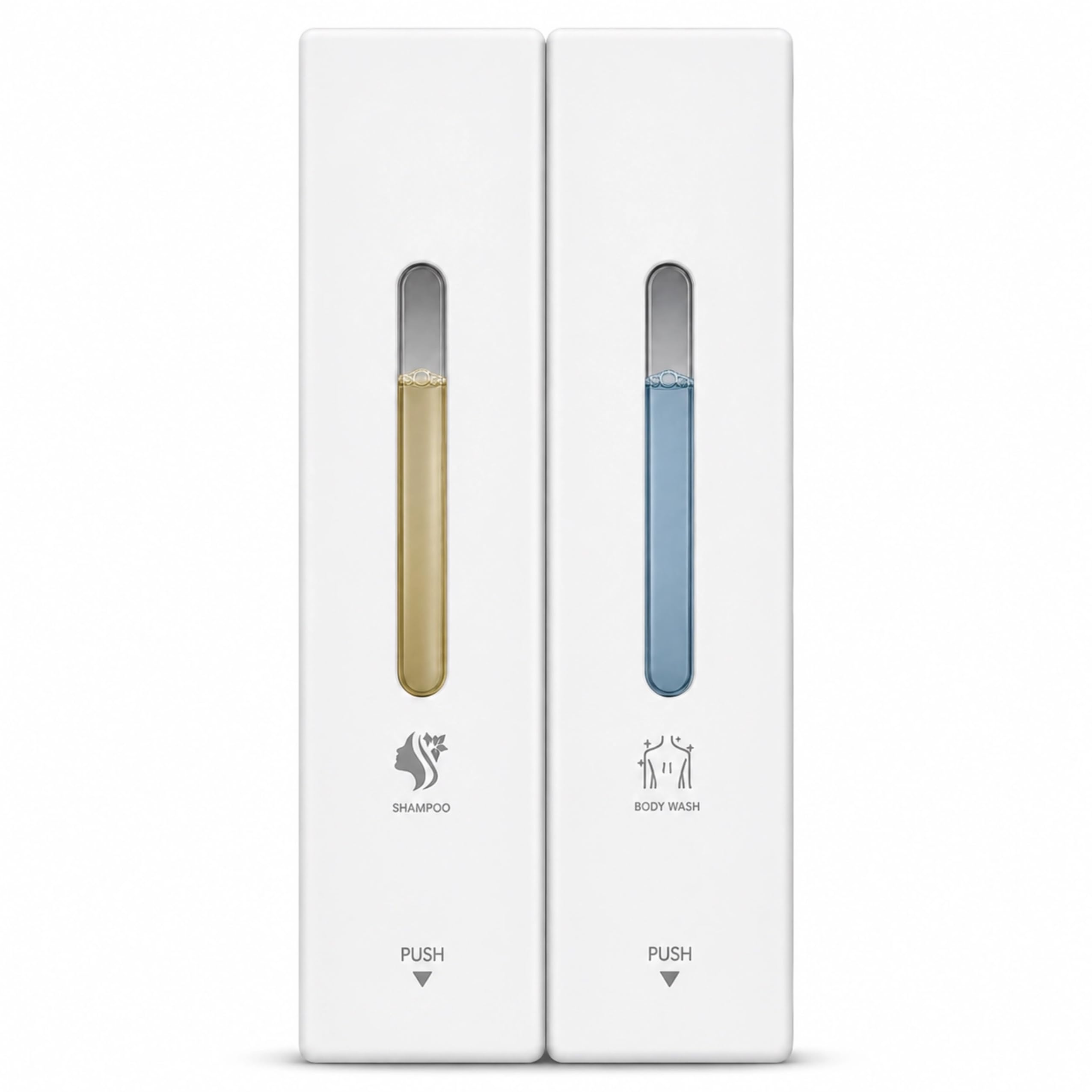 Dispensador Jabón Baño Pared Sin Taladro, Dosificador Gel Ducha y Champú 400/800/1200 ML con Botón Ancho, Plástico ABS Antioxidante (Botón Grande-Nuevo Blanco Mate 2 Compartimentos)