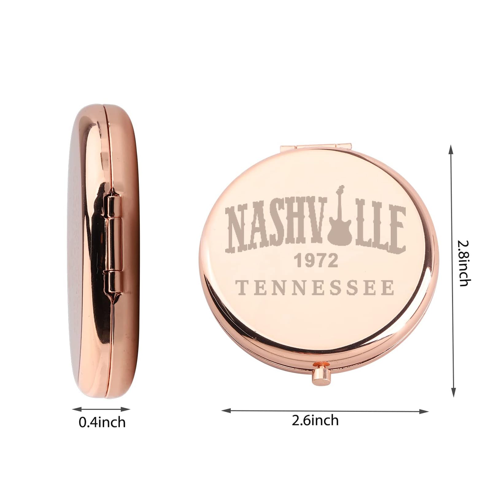 WUSUANED Make-up-Spiegel Nashville 1972 – Country-Musik Fan Geschenk Mit Gravur
