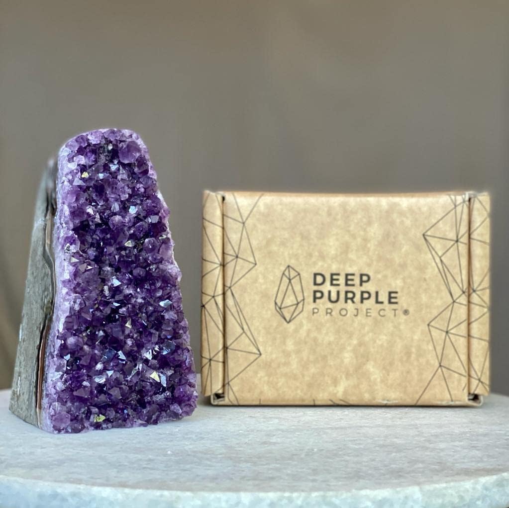 Deep Purple Project Huge A Grade Amethyst Crystal Geode from Uruguay 1.5 lb to 2.2 lb Premium Gift Box Perfect for Collectors