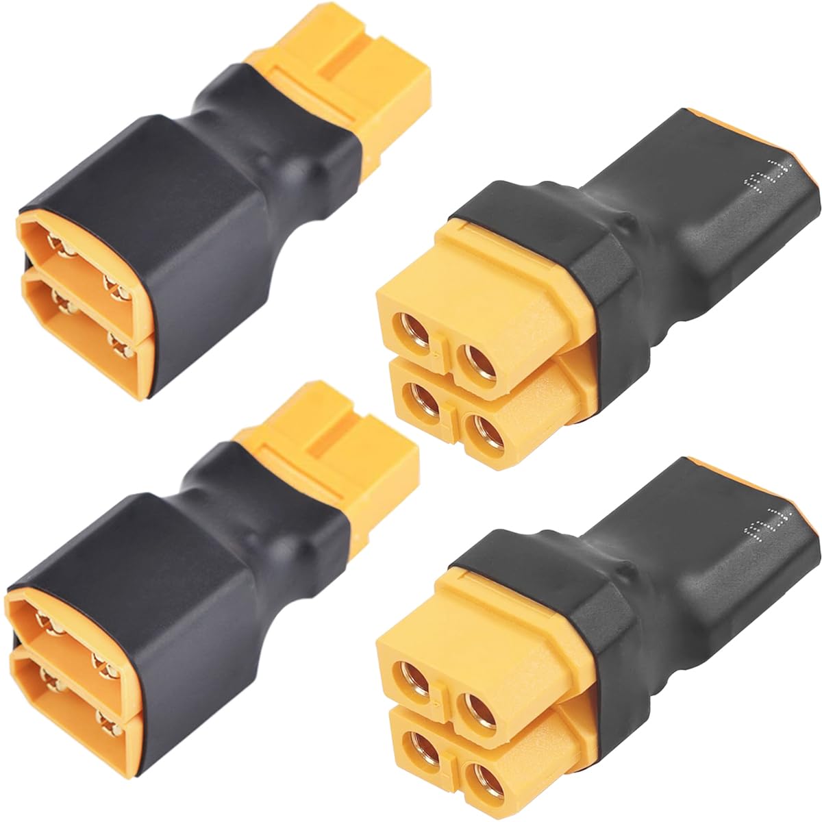 HAAMNING7 4Pcs XT60 Parallel Connector XT60 No Wires Connector 1 Female to 2 Male Adapter 1 Male to 2 Female Adapter for RC NiHM Lipo Battery ESC