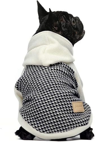 Miniatura 8 de Fitwarm Sudadera con capucha para perro a cuadros, ropa de punto para perros pequeños, suéter para mascotas con capucha, traje de invierno para