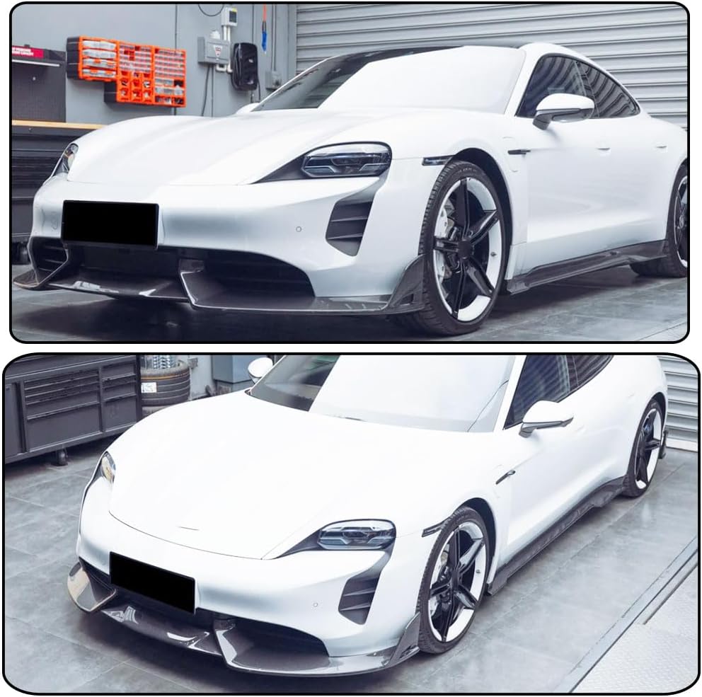 Real Carbon Fiber Front Bumper Lip Compatible with Porsche Taycan 4S & Base Sedan 2019-2024 Chin Spoiler Splitter Protector Factory Outlet