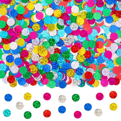 30 Gramm Bunte Glitzer Konfetti, Runde Konfetti Silvester, Metallisch Folie Party Streudeko, Geburtstag Tischdeko, für Hochzeit Karnevalsdeko Silvester Weihnachten