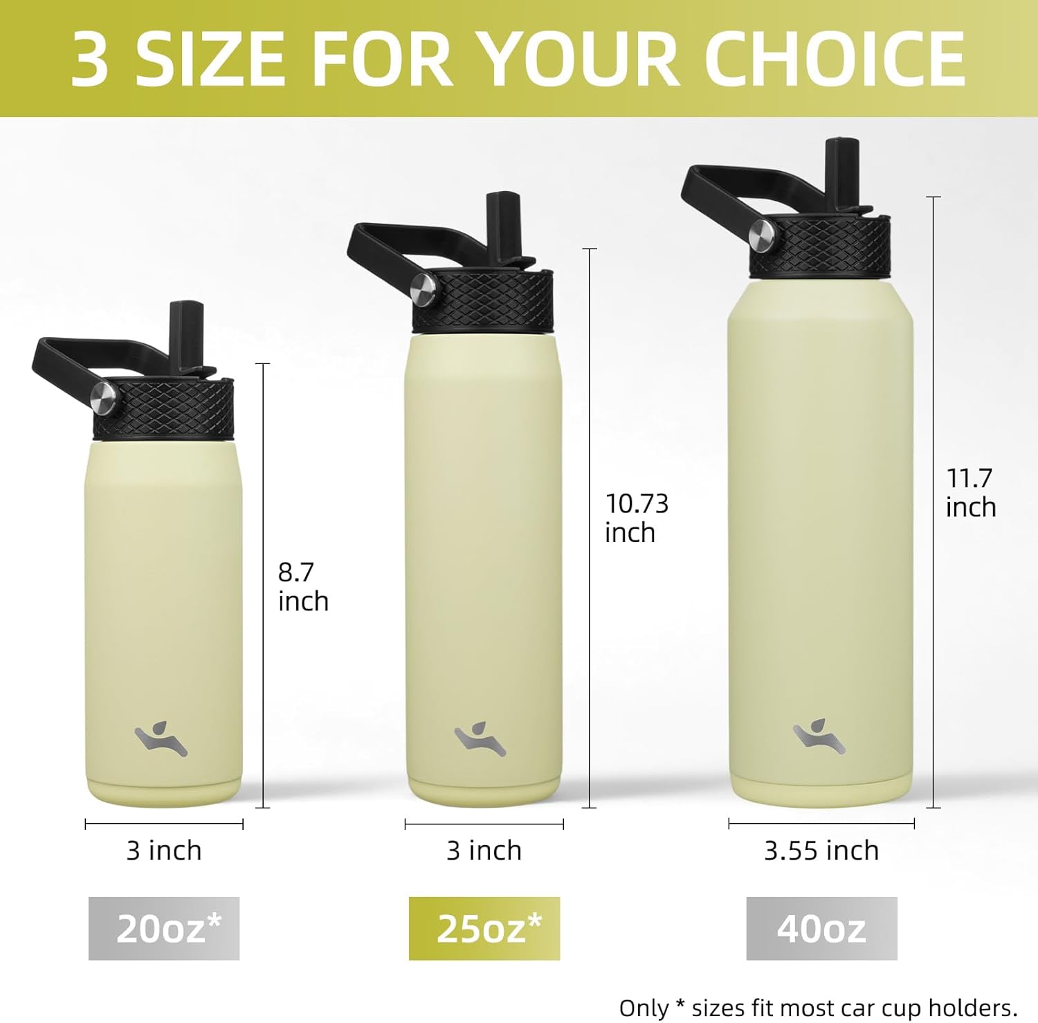 25oz Insulated Stainless Steel Water Bottle with Straw and 3 Lids, BPA-Free Sports Water Bottle,travel water bottle,Macaron Green - Image 5