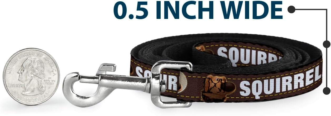Dog Leash Dug 3 Poses Squirrel Brown Yellow White 6 Feet Long 1.5 Inch Wide