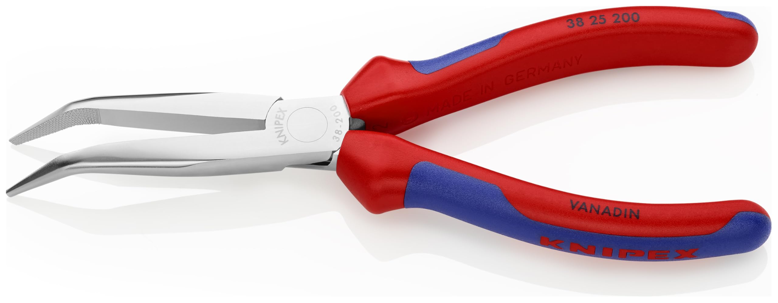 Knipex 3825200 Angled pinza a becchi lunghi senza cutter, impugnatura ergonomica, 20,3 cm