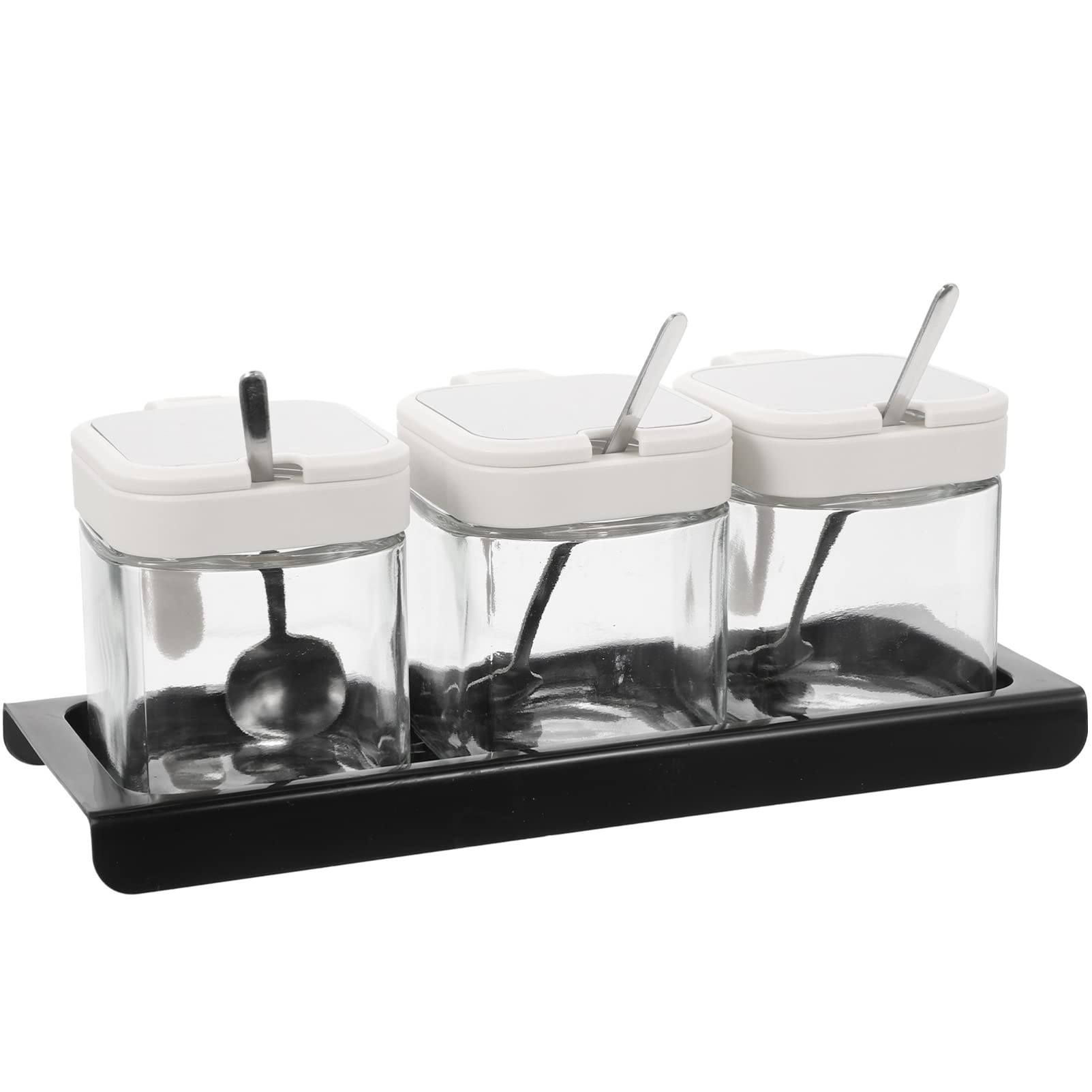 BESTonZON Pot à Épices Verre Avec Plateau Récipient Transparent Pour Épices Et Assaisonnements
