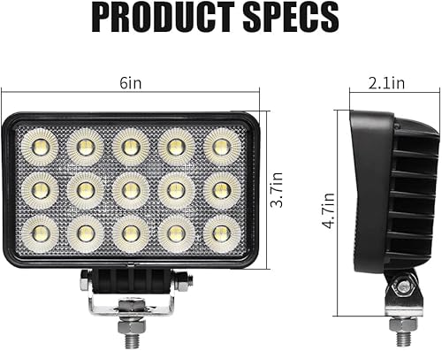 Miniatura 6 de Exzeit Luz de trabajo de trator de 120 W de 6 pulgadas, 10400Lms Excavadora Luz de inundación Offroad Iluminación se adapta a camión de ingeniero de