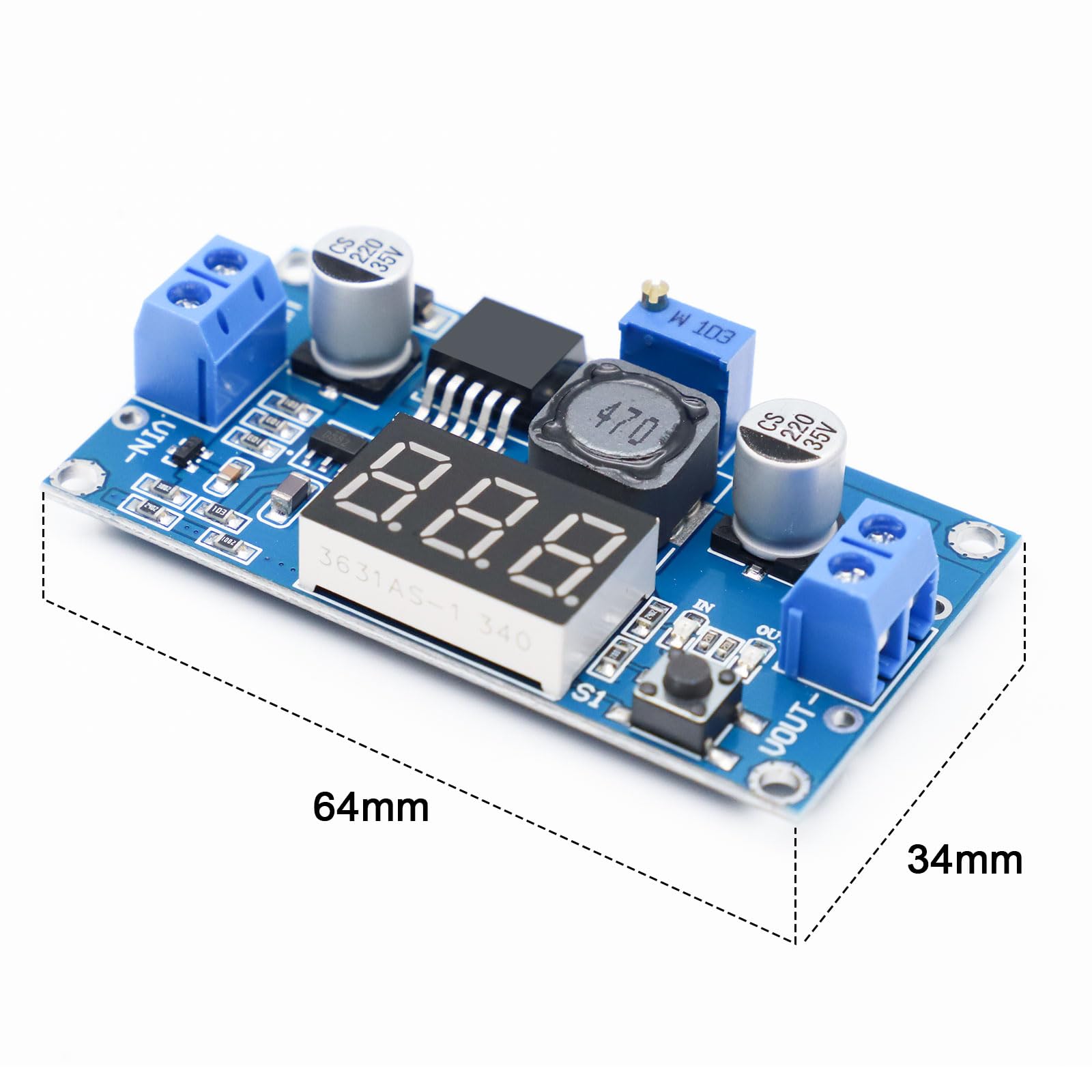 2PCS moduli convertitori step down, convertitore buck DC-DC da 4-40 V a 3,3-24 V con display digitale a 3 cifre, modulo step down di alimentazione
