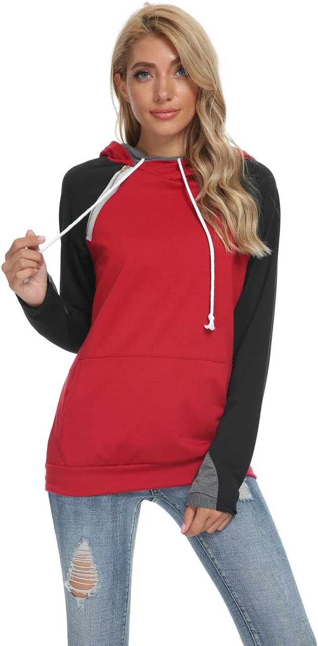 Barlver Women's Casual Hoodies Long Sleeve Sweatshirts Cowl Neck Drawstring Hooded Pullover Top with Pockets - Image 3