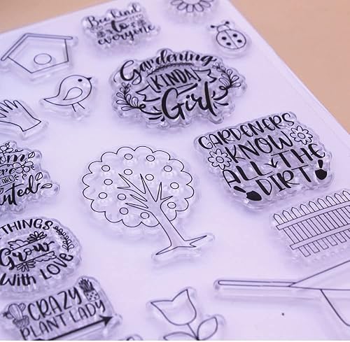 Miniatura 3 de CHICNIQ Herramientas de jardinería hoja de sellos transparentes para hacer tarjetas y álbumes de recortes