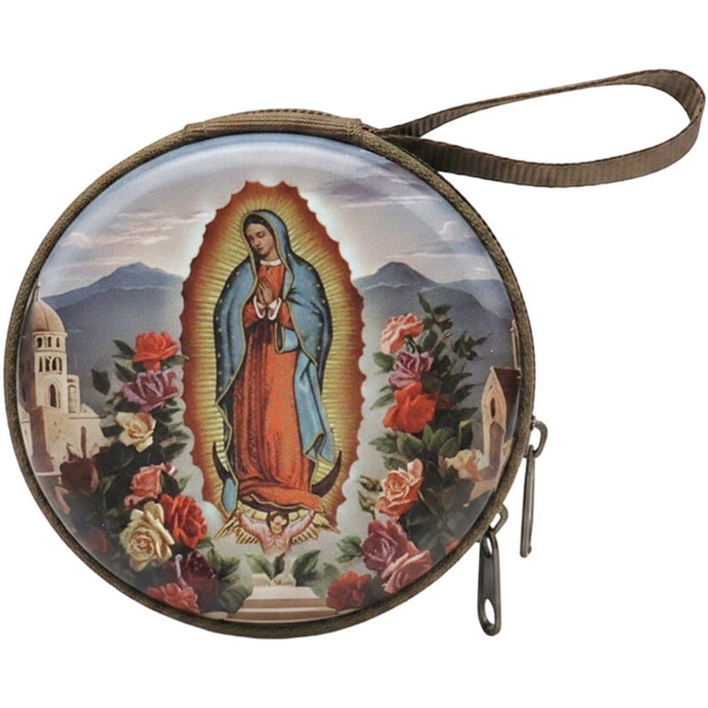 Katolicki różaniec etui na zamek błyskawiczny, torba do przechowywania religijnych pereł, biżuterii, słuchawek i koralików modlitewnych do bezpiecznego przechowywania.