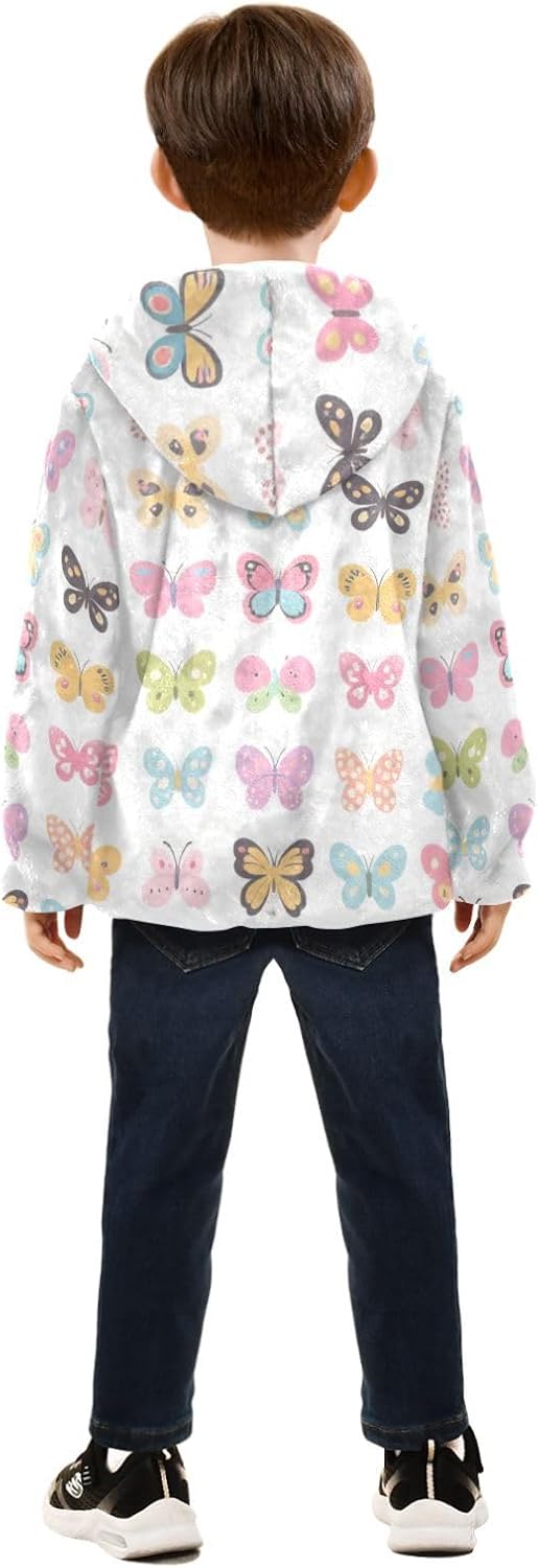 Lovely Colorful Butterflies Toddlers Jackets Outerwear Jackets Navy Blue Baby Boys Fall Fleece Jacket