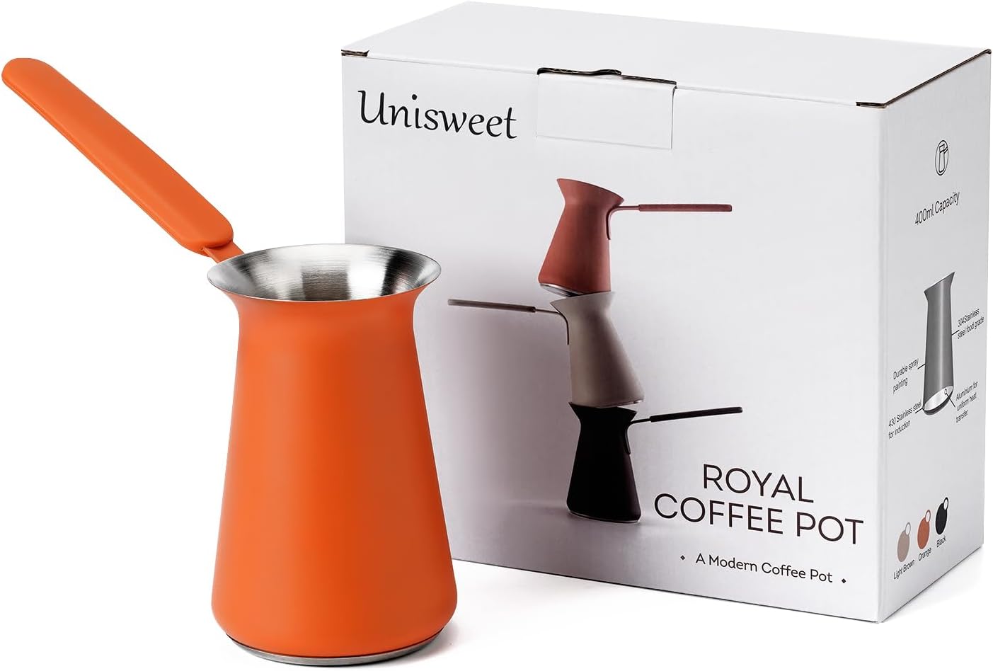 Turkish Coffee Pot - Coffee Maker, Briki Greek Turkish Pot, Arabic Tea Pot, Cezve/Ibrik Coffee Pot for Stovetop(400 ml,Serves 5) - Image 3