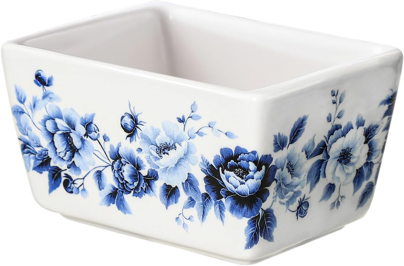 Blue and White Porcelain Sugar Packet Holder Tea Bag Bowl, 5 Oz