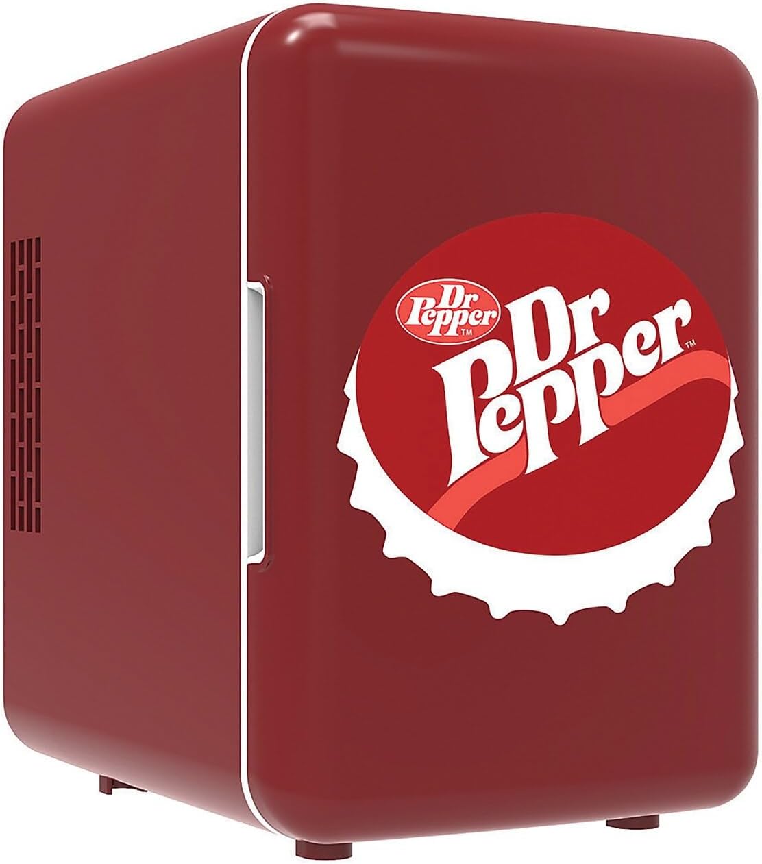 CURTIS MIS153DRP Dr. Pepper Retro Mini Portable Compact Personal Fridge Cooler, 4 Liter Capacity, 6 Cans, Makeup, Skincare, Freon-Free & Eco Friendly, Maroon