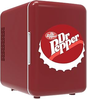 MIS153DRP Dr. Pepper Retro Mini Portable Compact Personal Fridge Cooler, 4 Liter Capacity, 6 Cans, Makeup, Skincare, Freon-Free & Eco Friendly, Maroon