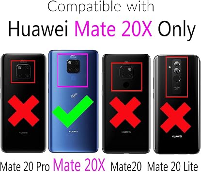 Compatible with Huawei Mate 20X Wallet Case Wrist Strap Lanyard Leather Flip Cover Card Holder Stand Cell Accessories Folio Phone Cases for Hawaii Mate20 X Mate X 20X Women Men Black