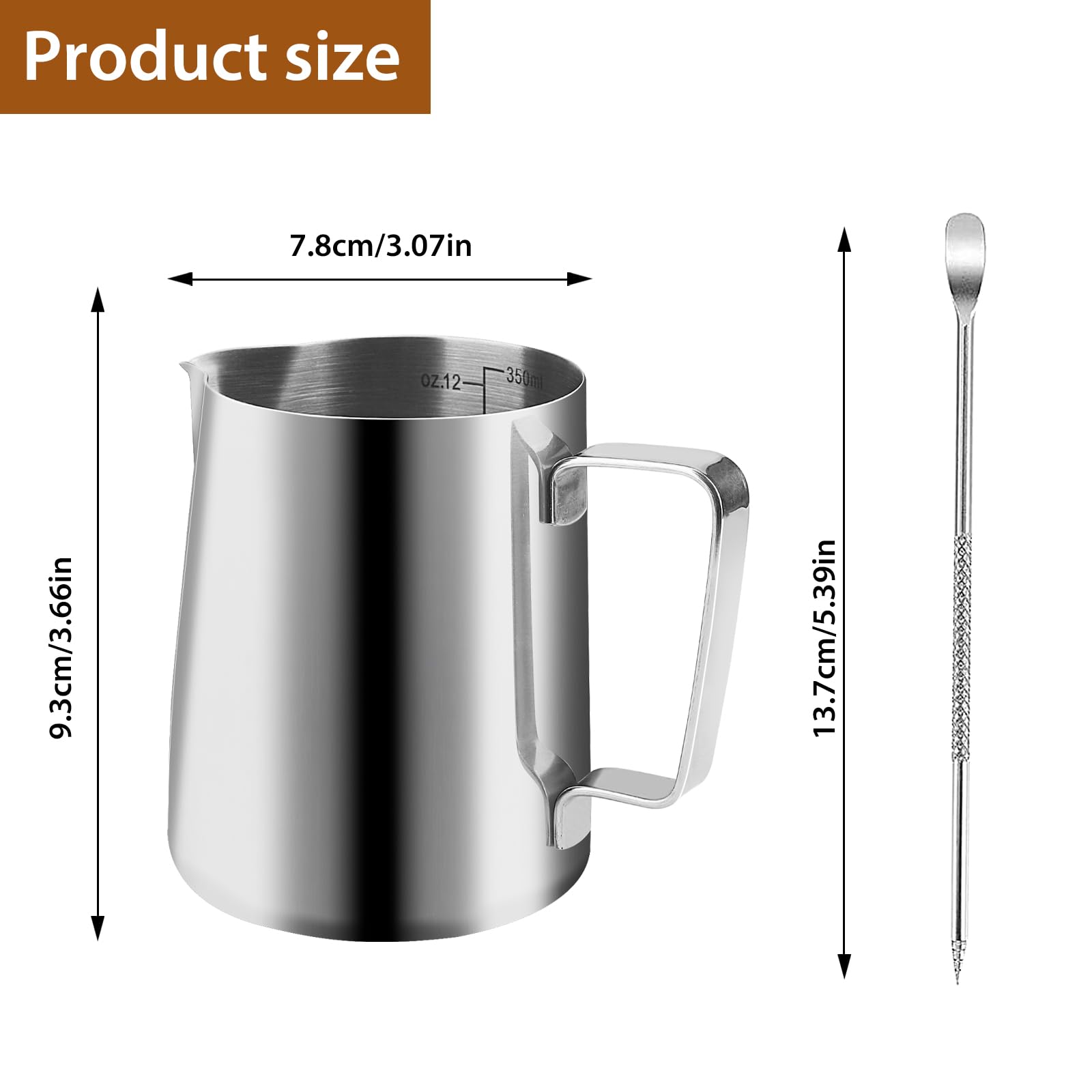 Bricco Latte Professionale Salubohu 350ml In Acciaio Inox - Con Ago Per Latte Art - Foto 13