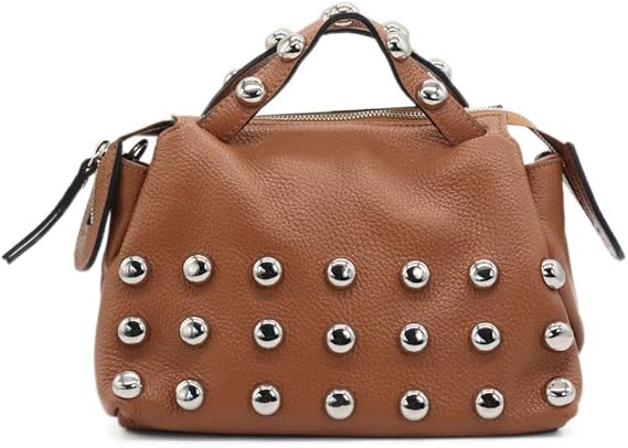 Amazon Marlon マーロン ハンドバッグ スタッズ 2way イタリア製 Bs1870 Borsa Art Mini Jasmine マーロンフィレンツェ ショルダーバッグ 肩掛け 斜め掛け バッグ ミニバッグ ブランド 並行輸入品 Cuoio ブラウン Marlon ハンドバッグ