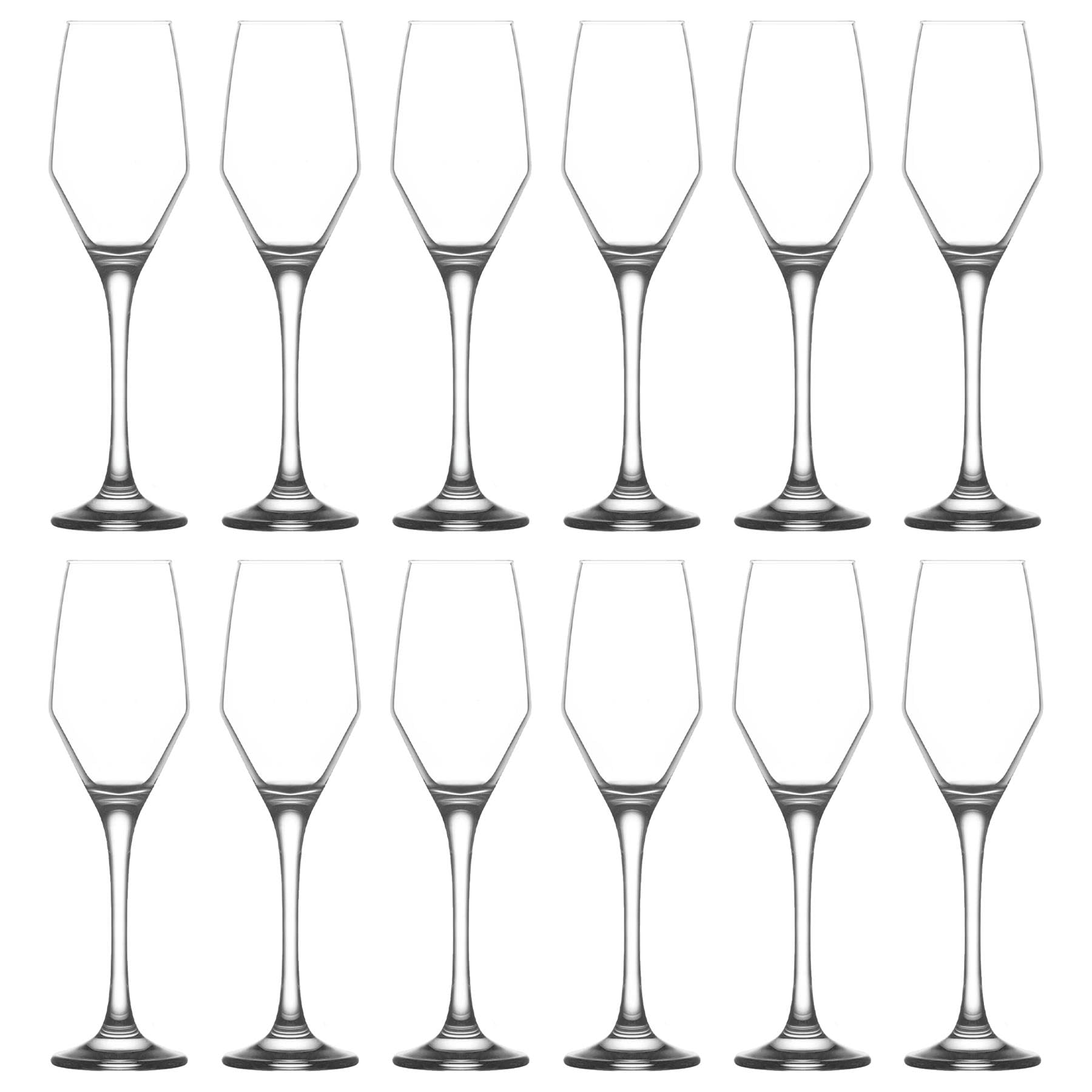 Lav Transparent 12X Clear 230Ml Ella Glass Champagne Flutes - Reusable Wedding Anniversary Birthday Hen Party Prosecco Wine Cocktail Drinking Glasses Set