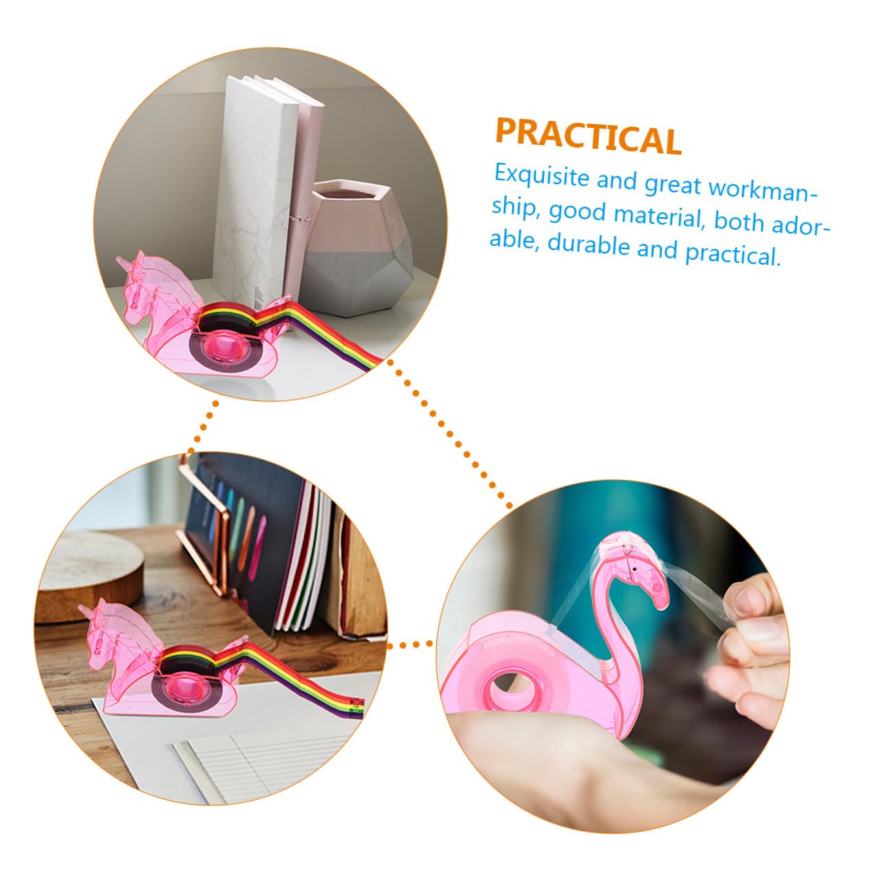 Lurrose 6sätze Multifunktions-klebebandspender Mit Flamingo-design Für Schule Büro Und Zuhause Mit Präziser Schneidetechnologie Für Einfache Anwendung