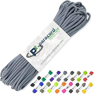 Paracord Planet 100 Feet Hanks Parachute 550 Cord Type III 7 Strand Paracord Charcoal Gray