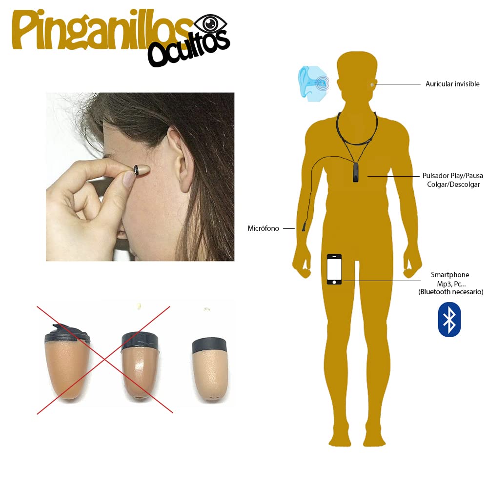 Auricular Invisible Supermini + Collar Bluetooth V10 con Micrófono