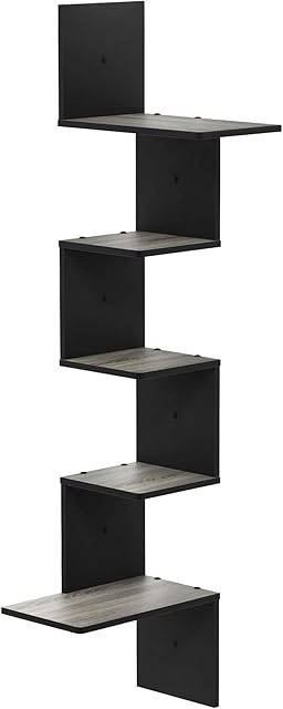 FURINNO Wall Mounted Shelves, Wood, French Oak Grey, one size