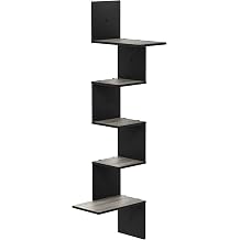 Furinno Rossi 5-Tier Corner Floating Shelves for Wall, French Oak
