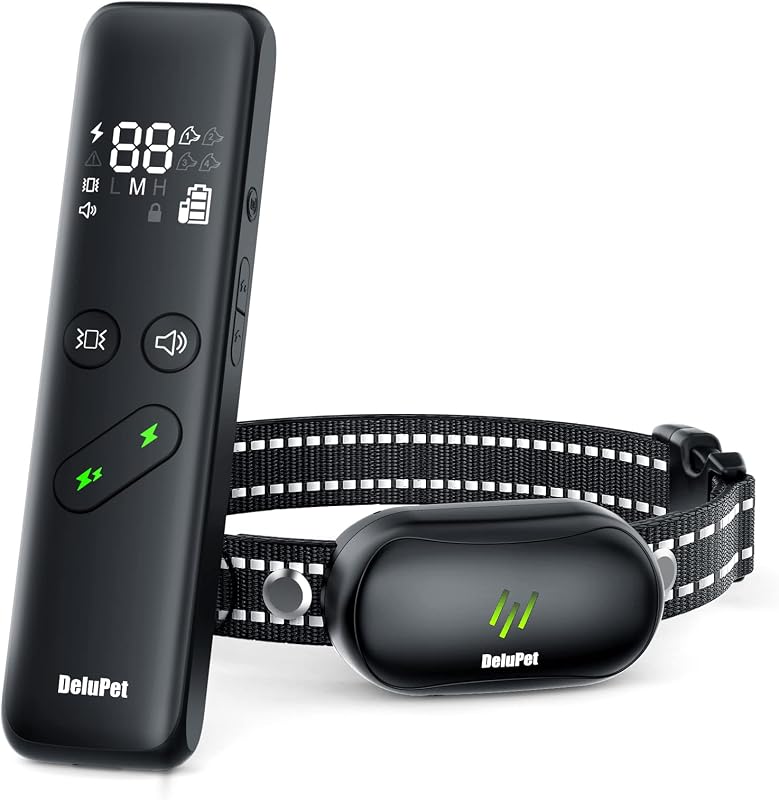 Collar de choque para perros, collar de entrenamiento eléctrico para perros con control remoto y 4 canales | Collares impermeables con collar electrónico recargable con 3 modos de entrenamiento y bloqueo de seguridad para todas las razas y tamaños
