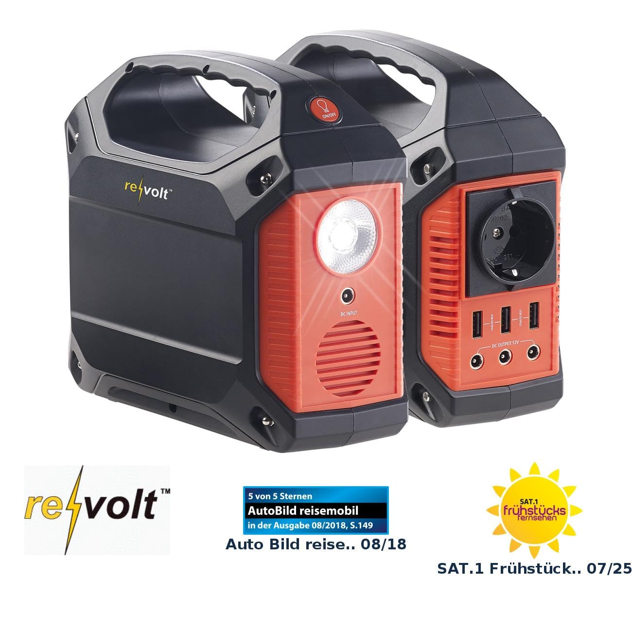 revolt Powerbank 230V: Powerstation & Solar-Generator, 155 Wh, 230 V, 12 V, USB, 180 Watt (Powerbank & Solar-Konverter, 230V, Ah)