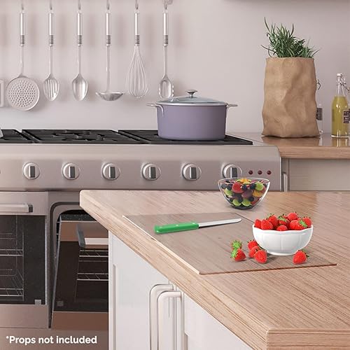 Vista 5 de Tabla de cortar de acrílico transparente de 16 x 16 pulgadas para encimera de charcutería con varios parachoques de goma Marketing Holders