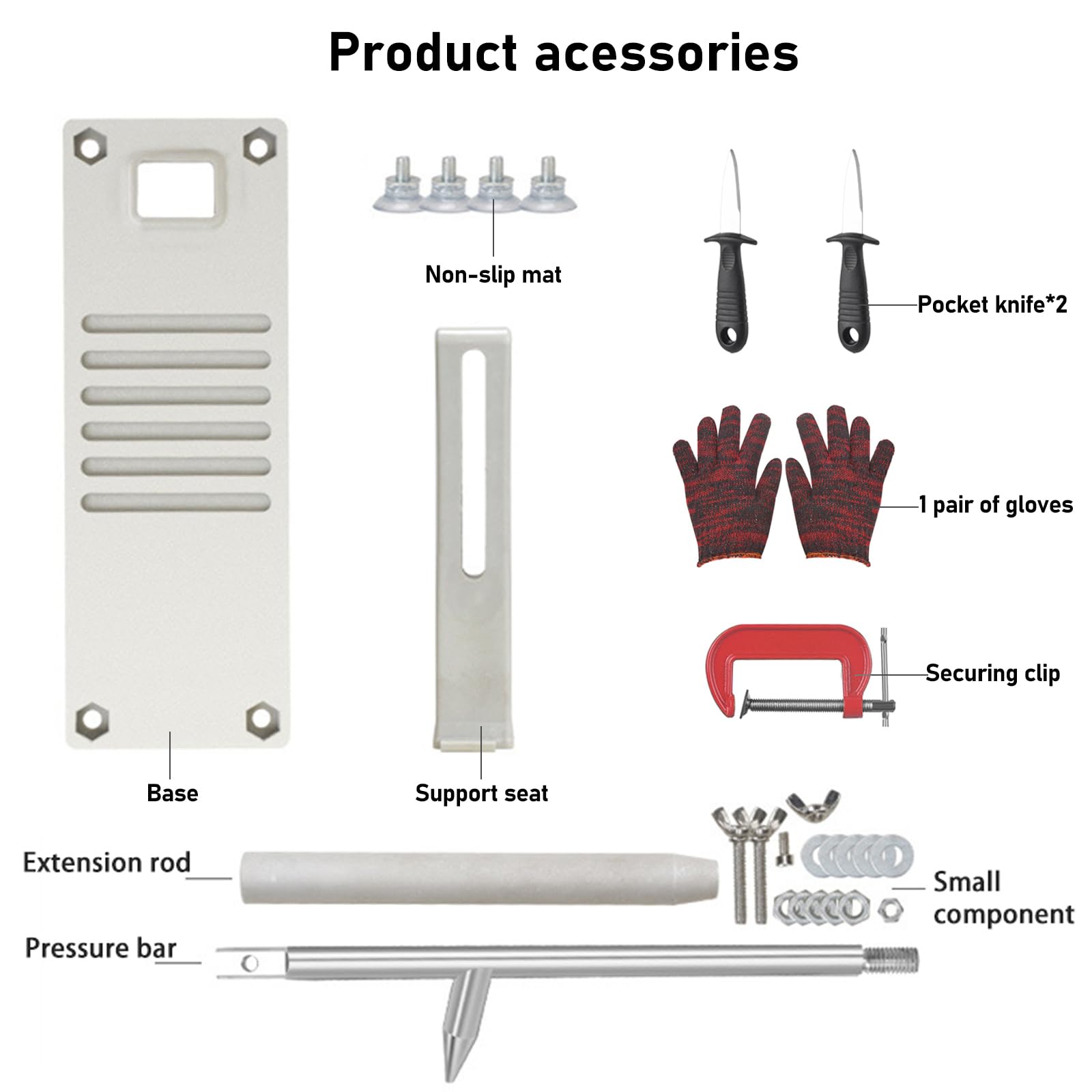 Couteau À Huîtres en Acier Inoxydable, Ensemble de couteaux à huîtres Ouvre-huîtres Oyster Shucker Avec Hauteurs Réglables, Commercial,avec des Gants résistants aux coupures & Base antidérapantes
