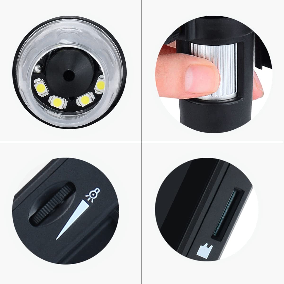 Mikroskop cyfrowy USB 1000-krotne powiększenie, mikroskop lutowniczy z 8 regulowanymi diodami LED, obsługa pamięci micro SD