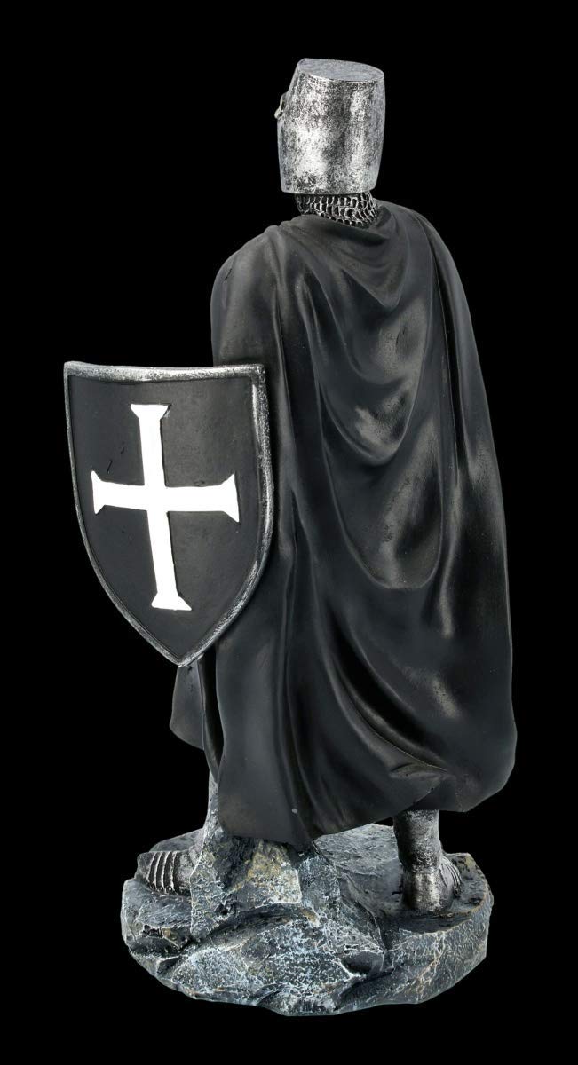 Nero Cavalieri Templari Figura con Scudo e Spada Templari, Figura-Decorativa, Articolo Decorazione, Statua, Scultura, Mittelalter-Figur, H 30 CM