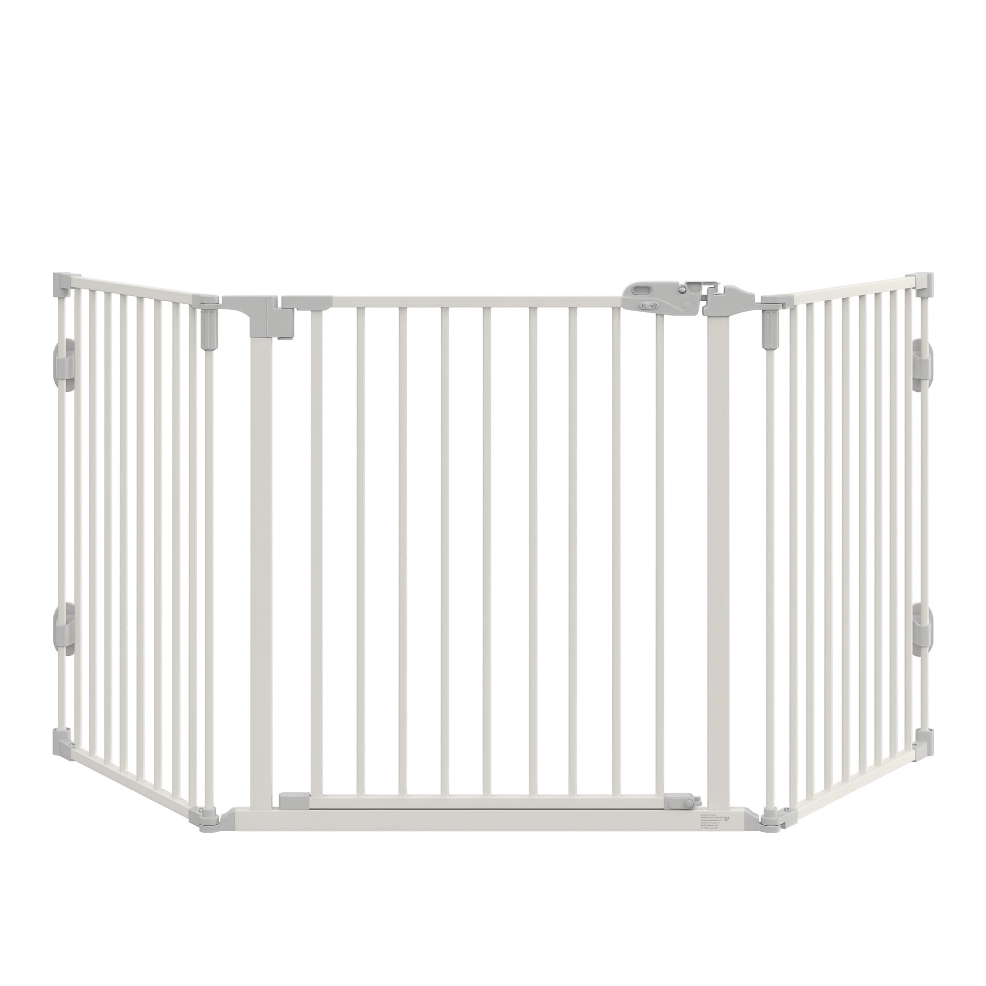 PawHut Absperrgitter Hund Freistehendes Verstellbares Schutzgitter 202,5 x 76 cm Hundegitter Klappbar Türschutzgitter Hundeabsperrgitter für Treppen, Türen, Küche, Flur, 3 Paneelen, Weiß