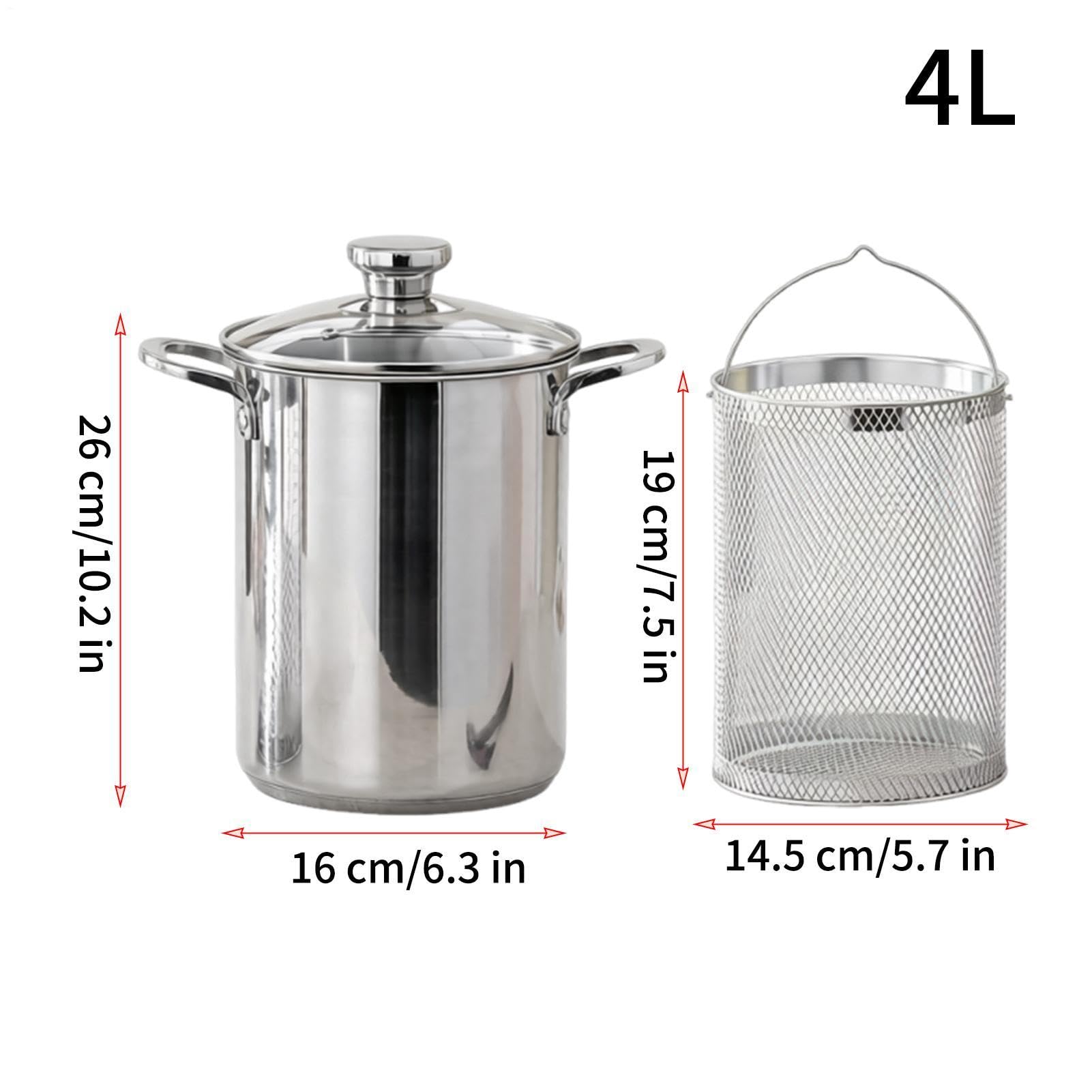 Pentola Spaghetti Con Scolapasta Friggitrice Da 4 L | Pentola con Scolapasta Incorporato per Cuochi Chef Preparazione Pasti Feste Formali Appartamenti Ristorante
