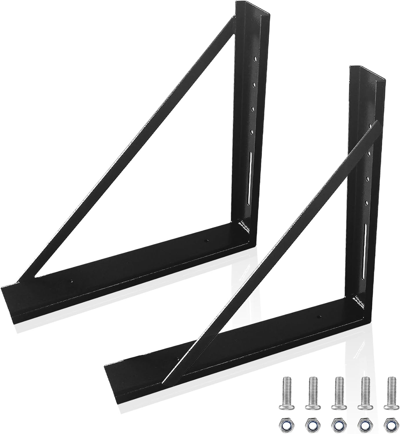 18"x18" Underbody Steel Mounting Brackets Truck Tool Box Mounting Kit Heavy Duty Welded Formed Mount Bracket Kit for Truck Trailer Underbody Tool Boxes with Screws and Nuts Black Set of 2