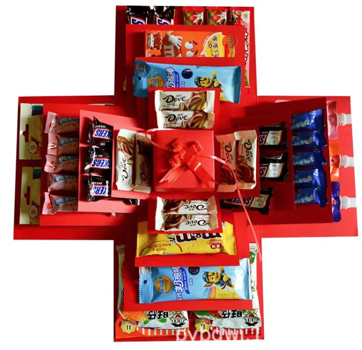 Boîte à Explosion 5 Couches - Boîte Cadeau Créative à Déplier - Pour Anniversaire, Saint-Valentin, Mariage - DIY