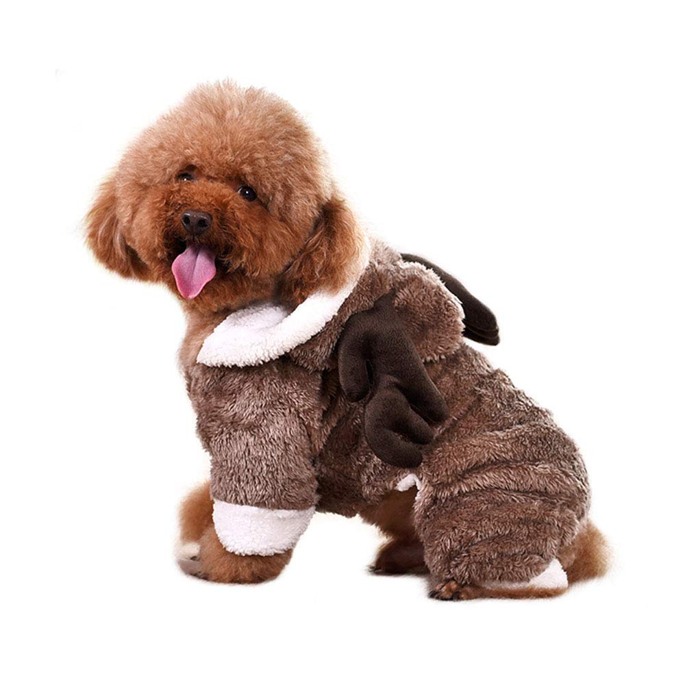 LUCKSTAR Dog Clothes - Pet Clothes Elk Costume Christmas Elk Moose Cool Cute Pet Cosplay Soft Warm Coral Fleece Pet Hoodie Coat Winter Clothing Jumpsuit for Christmas Party Gifts Pet Supplies (M)