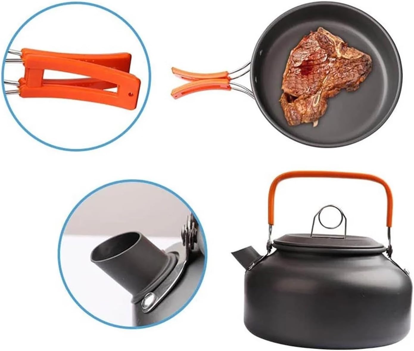 Camping Cooking Set Cookware Travel Tableware Outdoor Picnic for 2-3 Peaple Non-Stick Pots