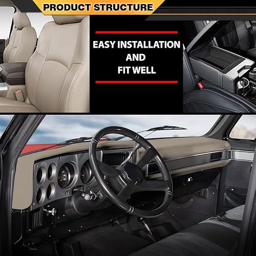 Miniatura 2 de Cubierta de salpicadero compatible con Chevy tamaño completo GMC 1981-1987compatible con Chevy SUV GMC 1981-1991 cubierta de tablero beige