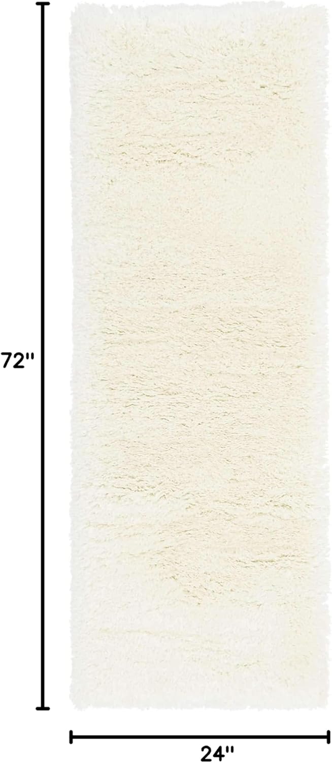 Unique Loom Marilyn Monroe Opulence Shag Collection Area Rug - Silver Screen (2' x 6' Runner, Bone/ Beige)