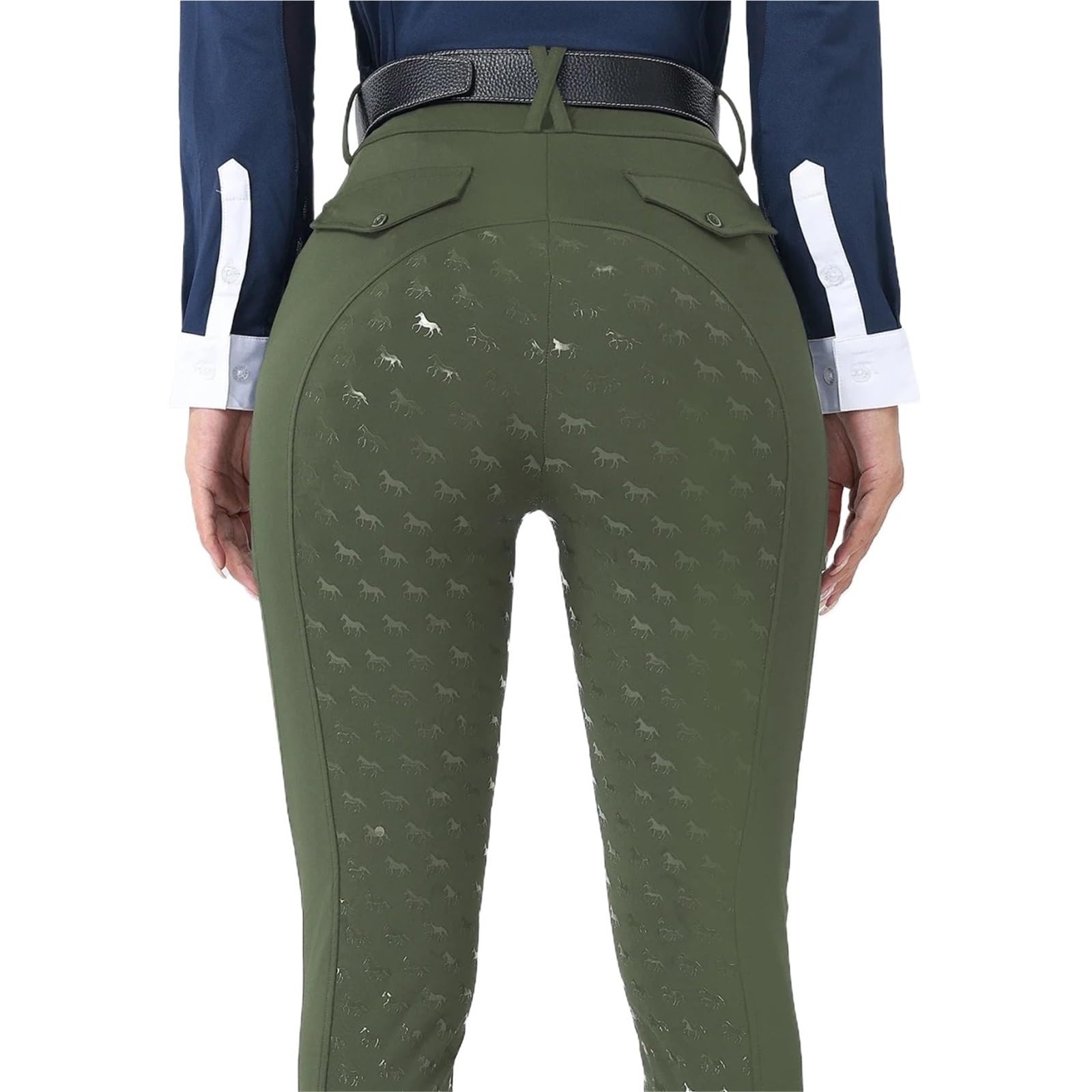 Pantalones de equitación Pantalones De Equitación De Silicona con Asiento Completo, Mallas Y Leggings For Montar A Caballo, Ropa Ecuestre For Mujer(Black,S)