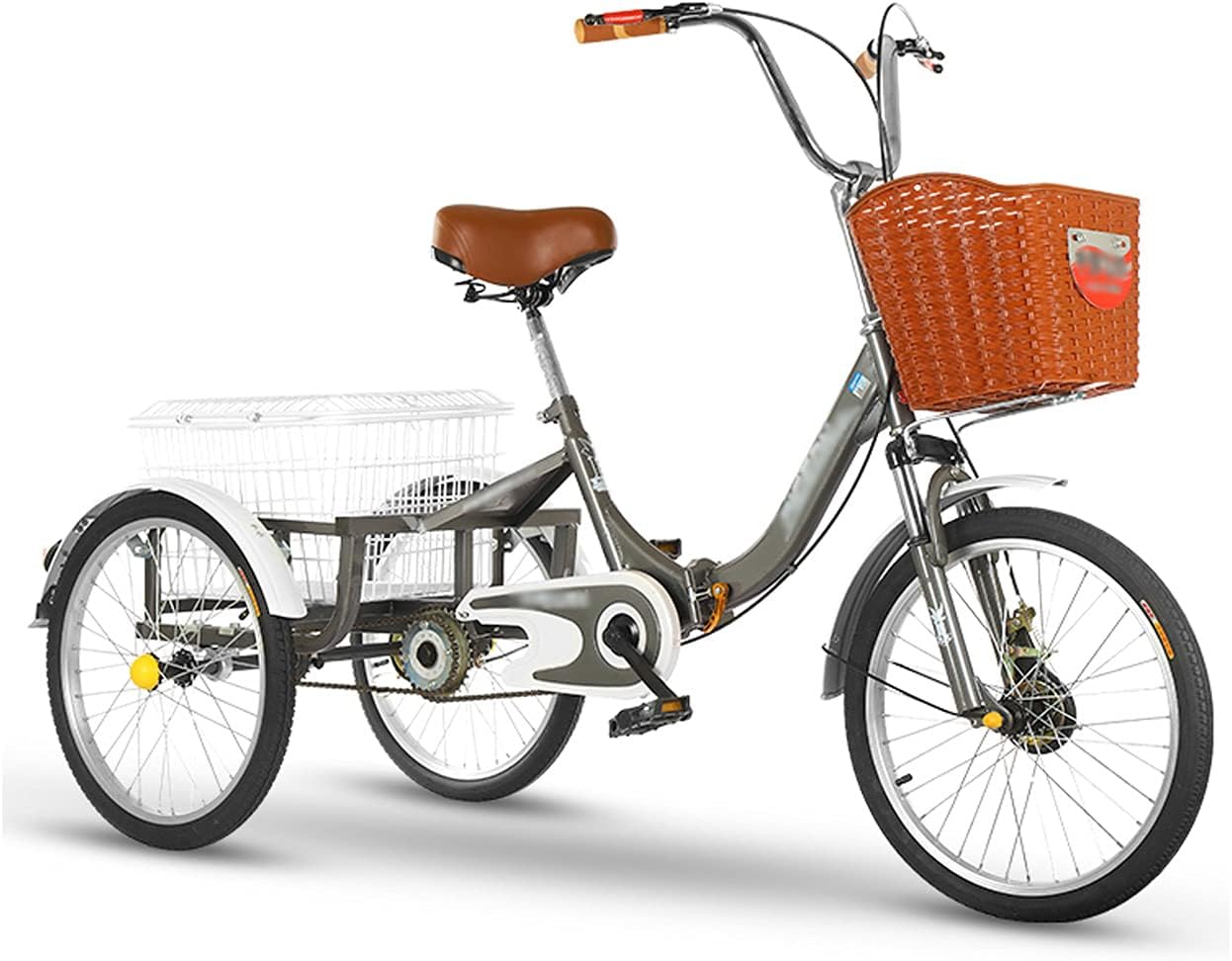 Adult Tricycle Bike Adult Tricycle 20In Single Speed Bicycle with Large Basket for Recreation Shopping Picnics Exercise Multiple Colors