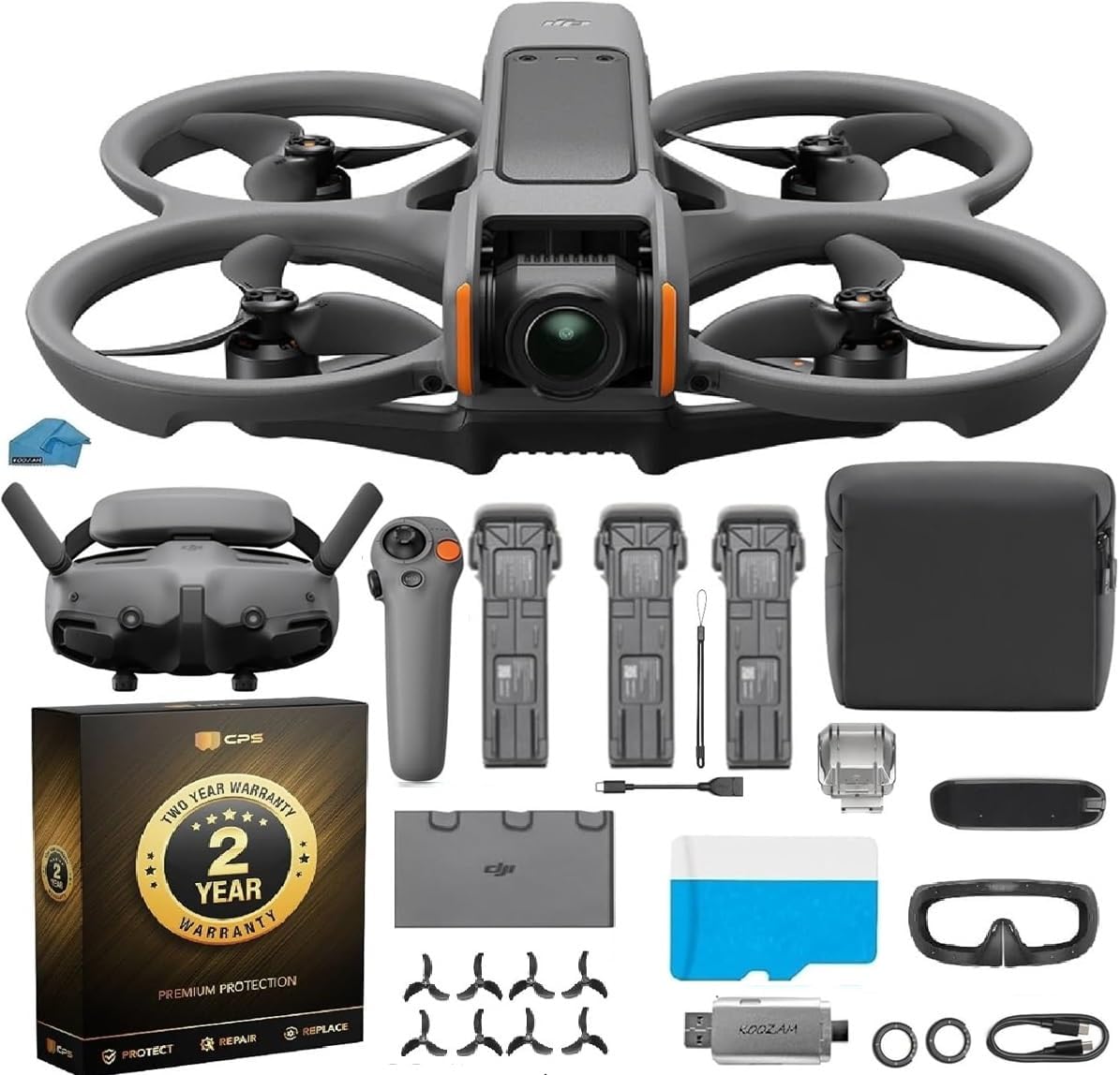 DJI Avata 2 FPV Drone with Camera, Fly More Combo (3 Battery Kit), 4K Video Drone for Immersive Flight, 128GB Memory Card, 2-Year Warranty