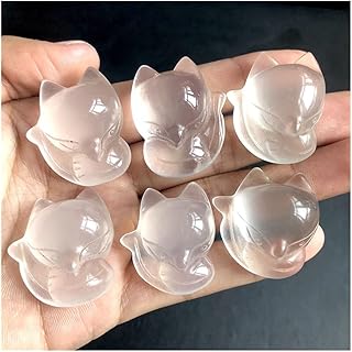 ENPAP Talla Fox Cuarzo Blanco Natural Mini Fox Cuarzo MineralStone Amuleto de la Suerte Animal Talla Artesanía de Regalo (Color : 25-33mm, Size : Random) xingyong (Color : 18-23mm, Size : Random)