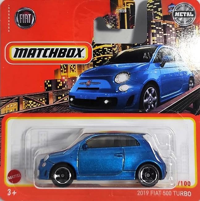 2022 Matchbox 2019 Fiat 500 Turbo Blue 11/100 (Short Card) HFR65